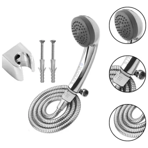 Ducha Manual C/ Mangueira Inox 1,80 Suporte Botão Abre Fecha