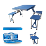 Mesa Camping Praia Dobrável Portátil 4 Bancos Vira Maleta